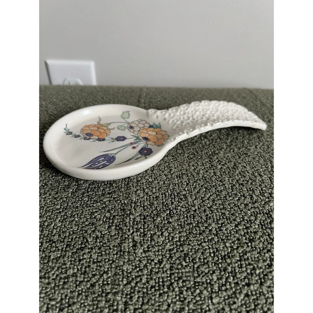 Anthropologie Turkuaz Kitchen Betül Floral Ceramic Spoon Rest Posy Boho Whimsy